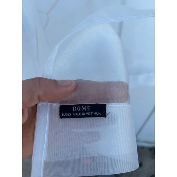 Two Sheer‎ Curtain Panels, Embroidered, White and Champagne - Picture 3 of 3